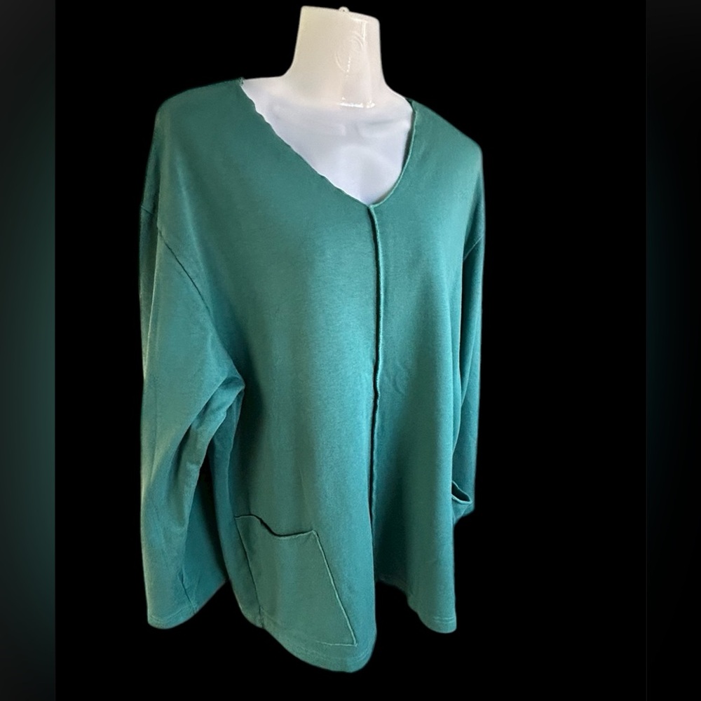 byrn Walker- Teal V-Neck Women's Sweater/Sweatshirt, M/L